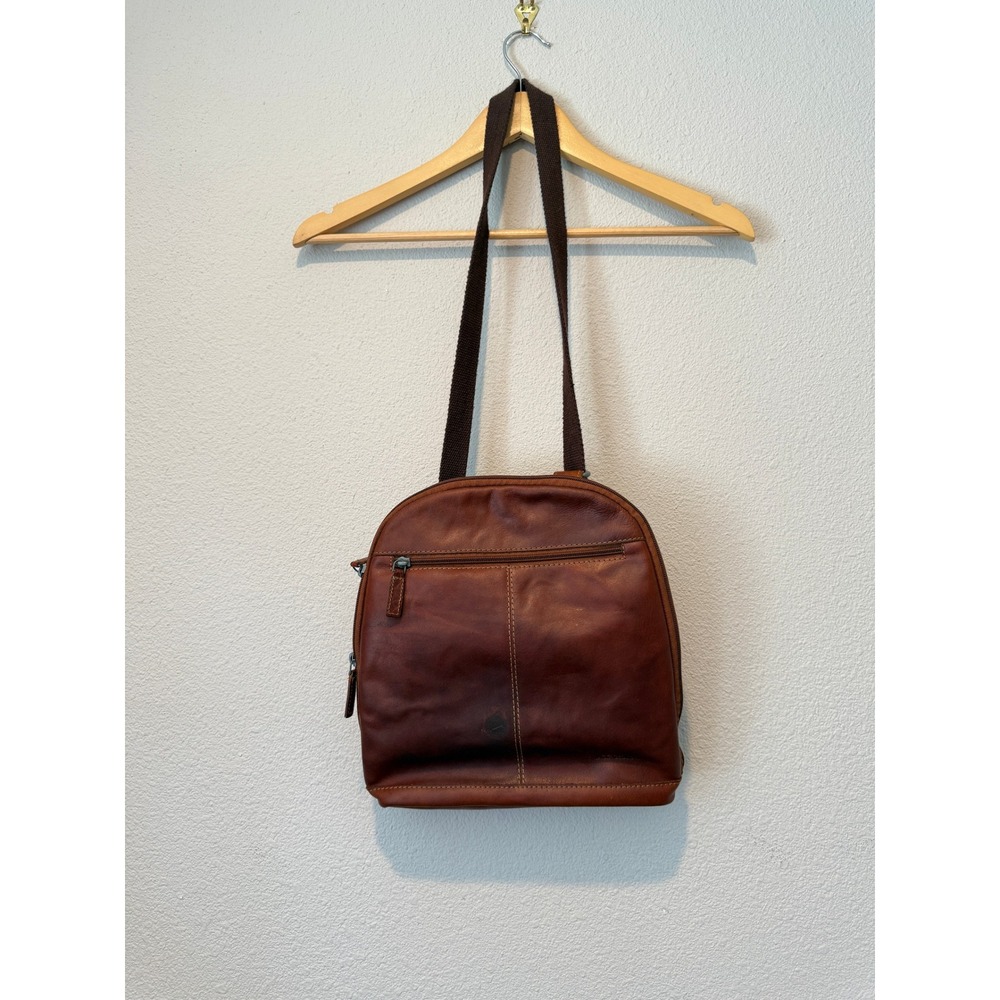 Jack Georges Voyager Brown Buffalo Leather Convertible Backpack Sling Bag